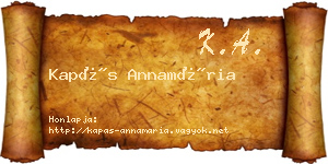 Kapás Annamária névjegykártya